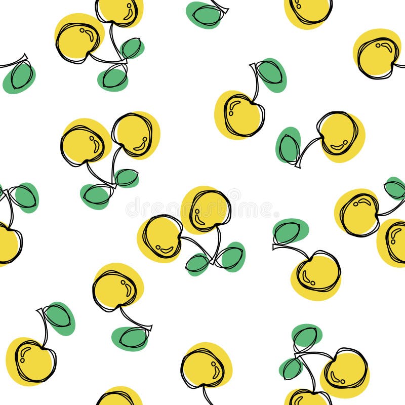Ciliegia della bacca gialla Reticolo senza giunte Struttura di ripetizione senza fine colorata del fondo della stampa royalty illustrazione gratis Ciliegia della bacca gialla Reticolo senza giunte Struttura di ripetizione senza fine colorata del fondo della stampa royalty illustrazione gratis