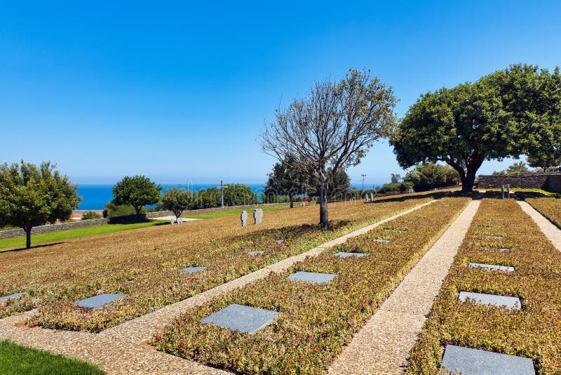 Cimitero tedesco, Maleme, Grecia immagine stock Cimitero tedesco, Maleme, Grecia immagine stock