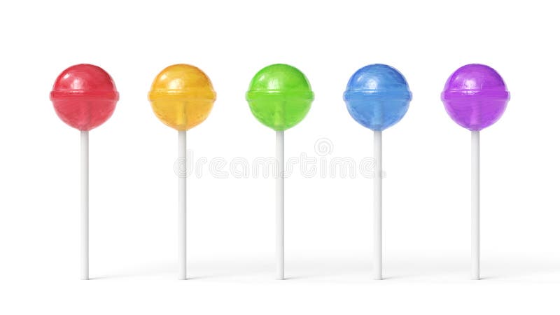 Cinci acadele dulci colorate izolate pe fond alb stock illustration