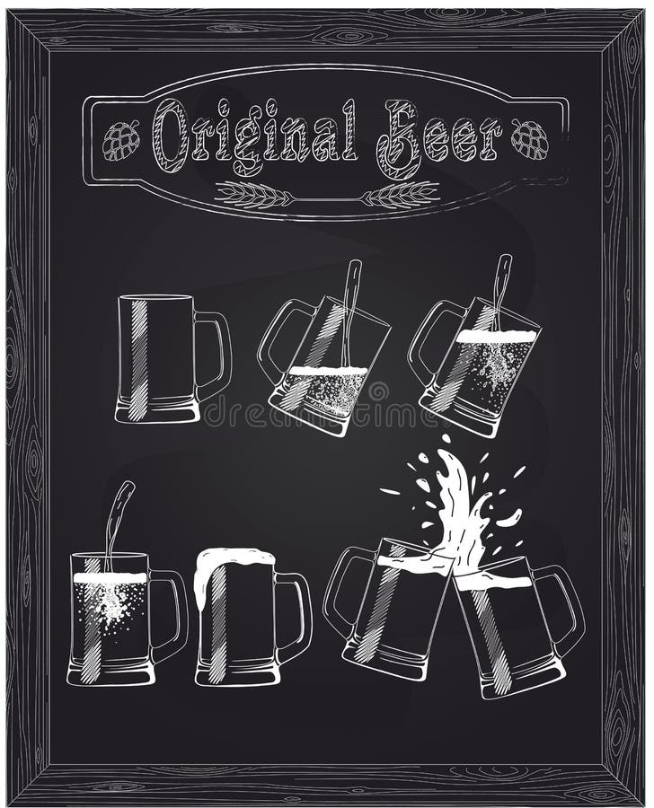 Cinco copos bonitos da cerveja ilustração stock Cinco copos bonitos da cerveja ilustração stock