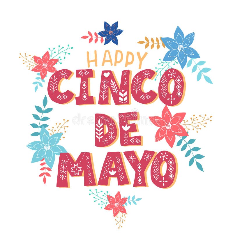 Cinco de mayo banner fericit. text font tipografie salut. carte de invitație pentru festivalul mexican. 5 mai eveniment de sărbăto royalty free illustration