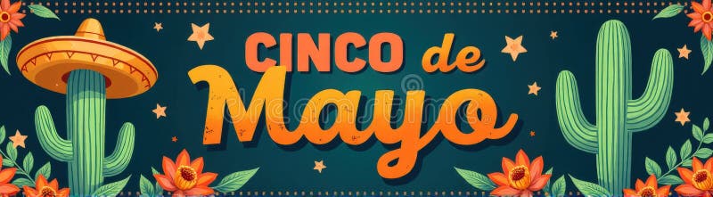 Cinco de mayo cactus mariachi vector illustration