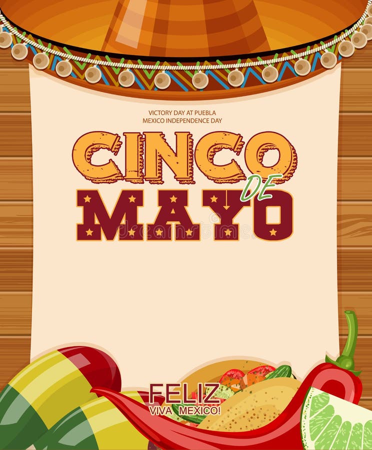 cinco de Mayo Feliz Plakat z pustym papierem ilustracja wektor cinco de Mayo Feliz Plakat z pustym papierem ilustracja wektor
