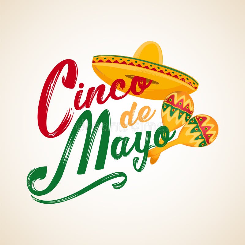 Cinco De Mayo Lettering Greeting Text Vector Illustration Stock Vector