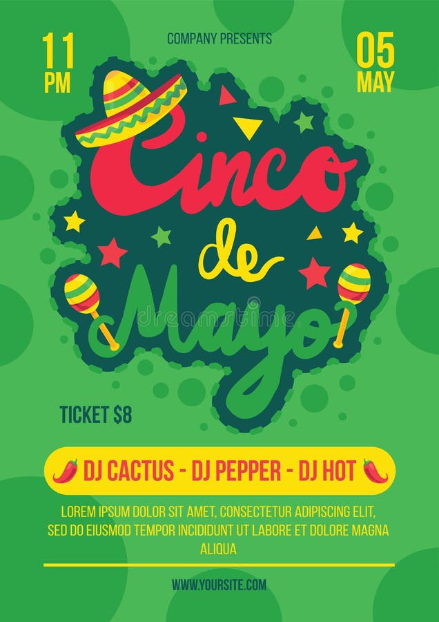 Cinco de mayo party, festival poster vector template