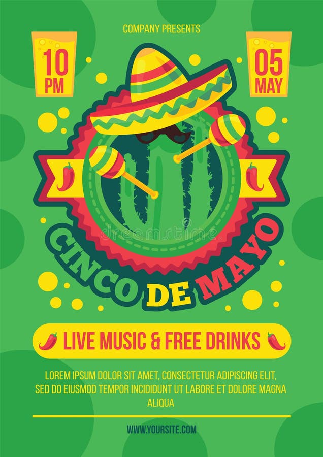 Cinco de mayo party, festival poster vector template