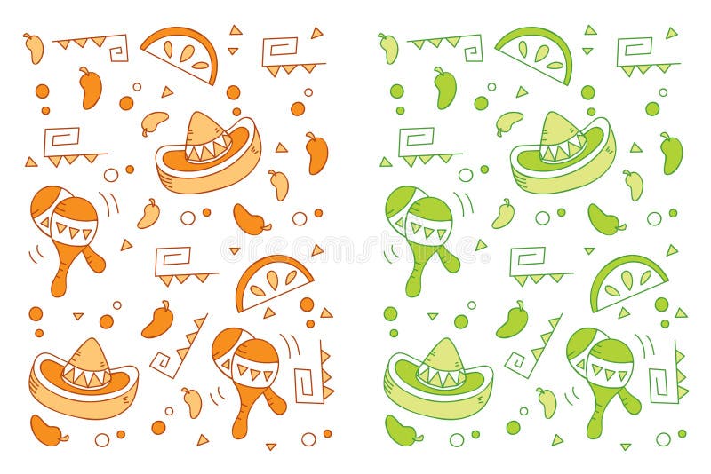 Cinco de Mayo Pattern. A cartoon pattern with a Mexican theme Cinco de Mayo Pattern. A cartoon pattern with a Mexican theme