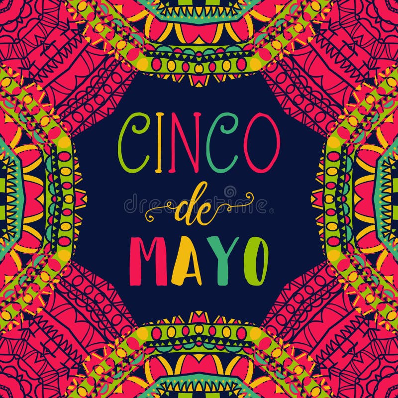 cinco de Mayo Typografia plakat z etnicznym ornamentem ilustracji cinco de Mayo Typografia plakat z etnicznym ornamentem ilustracji