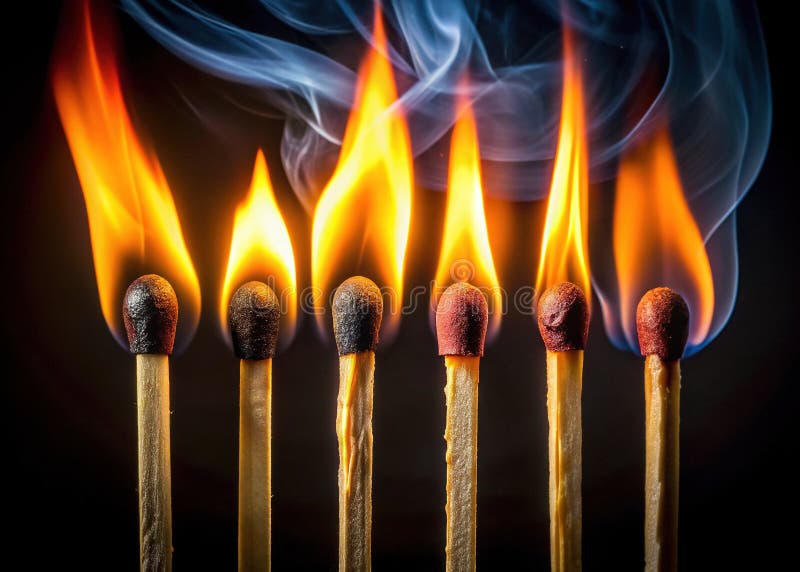 Cinco etapas de una coincidencia de quemado con una guía visual de la combustión libre illustration