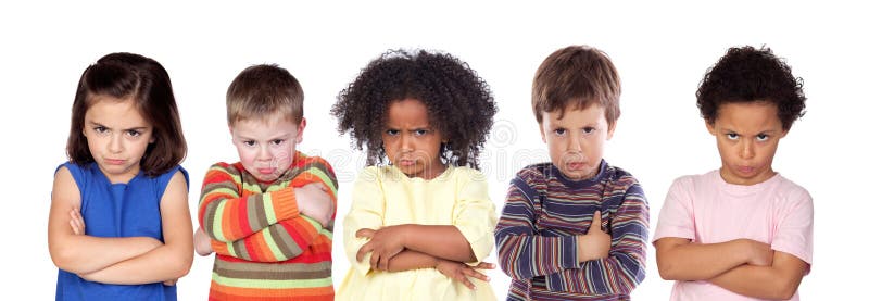Cinco niños enojados imagen de archivo libre de regalías Cinco niños enojados imagen de archivo libre de regalías