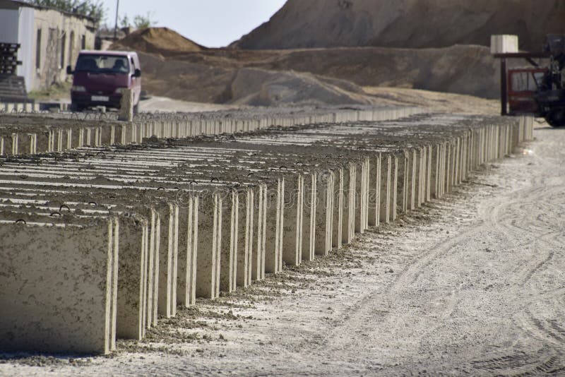 Cinder Blocks Lie on the Ground and Dried. on Cinder Block Production