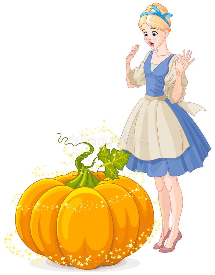 Cinderella Surprised por uma abóbora mágica ilustração do vetor Cinderella Surprised por uma abóbora mágica ilustração do vetor