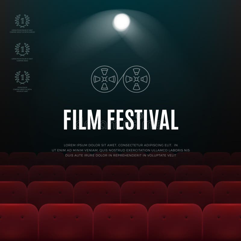 Cine, cartel del extracto del vector del festival de cine, fondo