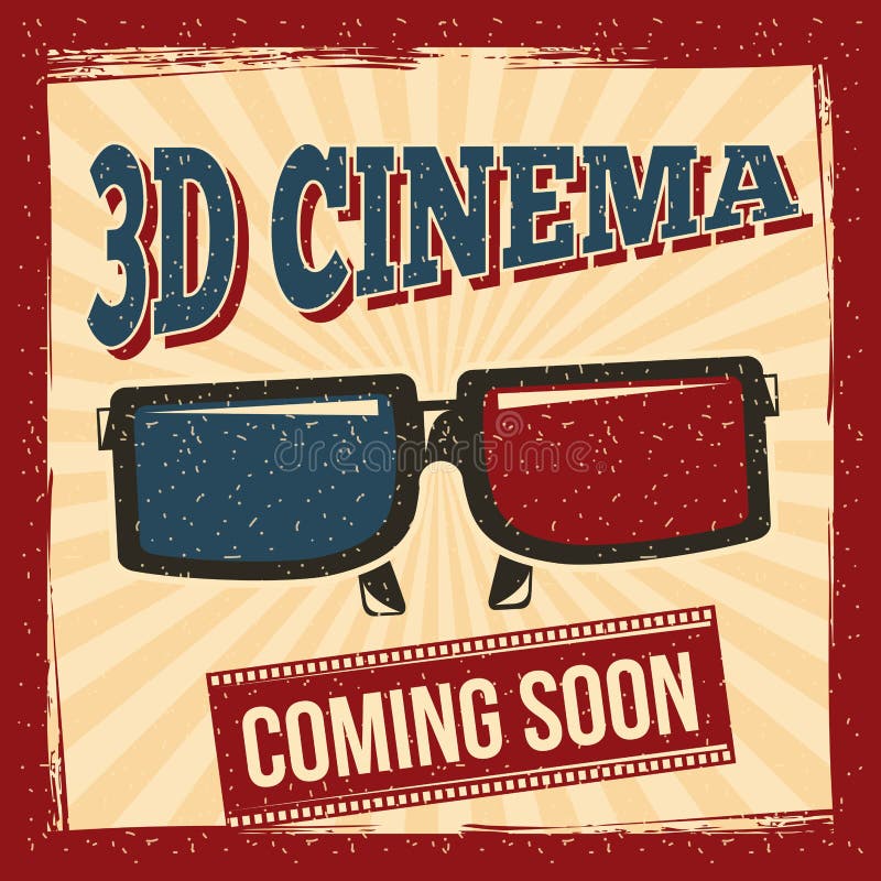 cinema 3d che viene presto stile del manifesto di vetro retro royalty illustrazione gratis cinema 3d che viene presto stile del manifesto di vetro retro royalty illustrazione gratis