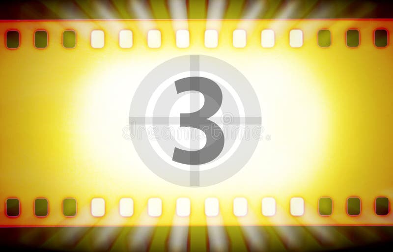 Cinema film strip with movie countdown and light rays. Movie startup concept royalty free illustration Cinema film strip with movie countdown and light rays. Movie startup concept royalty free illustration