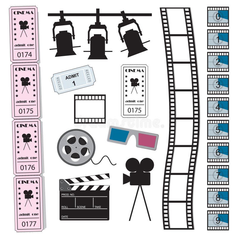 Cinema, Film and Tickets royalty free illustration Cinema, Film and Tickets royalty free illustration