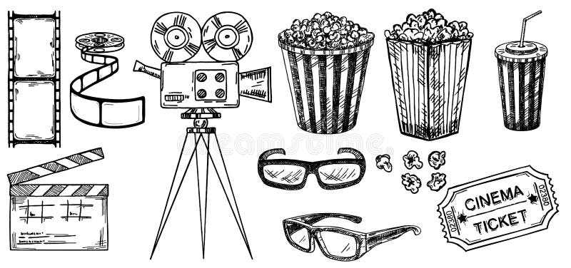 7304 Cinema Line Drawing Images Stock Photos  Vectors  Shutterstock