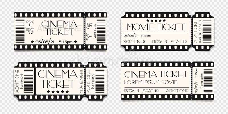 Cinema Ticket Template Mockup With Barcode Vector Illustration Of