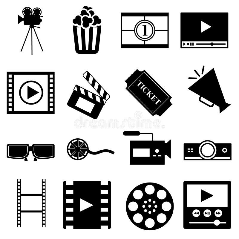 Cinema Vector Icon Set. Movie Illustration Symbol Collection. Movie ...