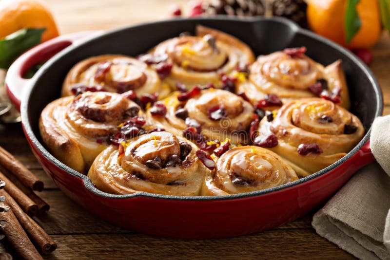 Cinnabon buns with cranberry and orange glaze