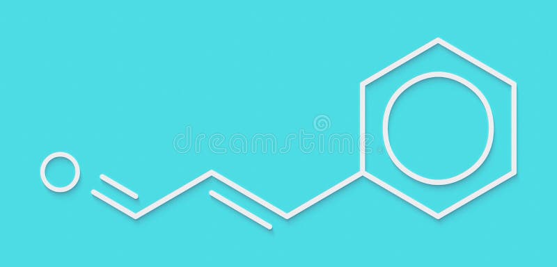 Cinnamaldehyde, flavor and odor of cinnamon, chemical formula