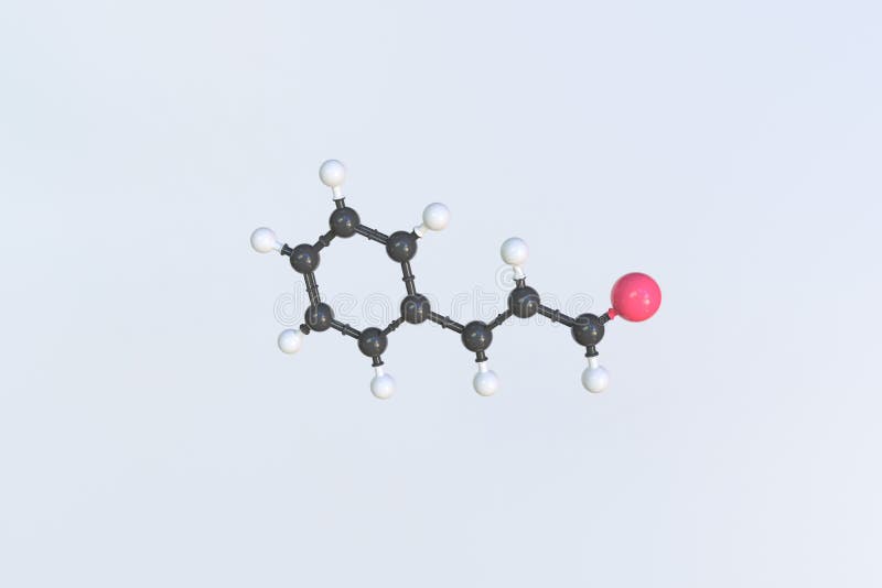 Cinnamaldehyde molecule isolated on white