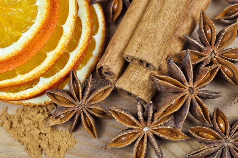 Cinnamon, anise and dried orange