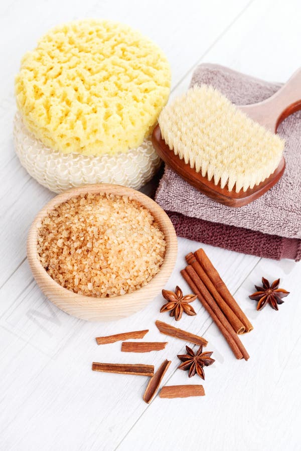 Cinnamon bath salt stock image. Image of stick, star 48658045