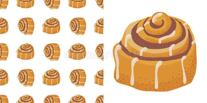 Drawing Set of Cinnamon Roll Stickers for Cafe, Menu, Bakery.Cinnamon Bun  with Raisins, Icing, Toppings, Pecan Nut Stock Vector - Illustration of  icon, food: 221587111