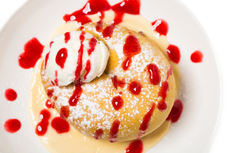 Cinnamon Bun with Ice Cream. Stock Photo Image of macro, italian
