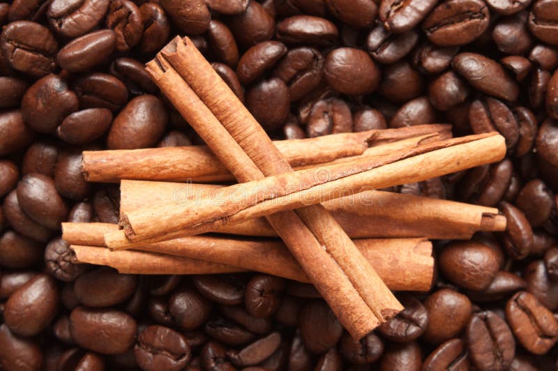 Cinnamon Rolls in Coffee Beans Stock Photo Image of roasted, cinnamon