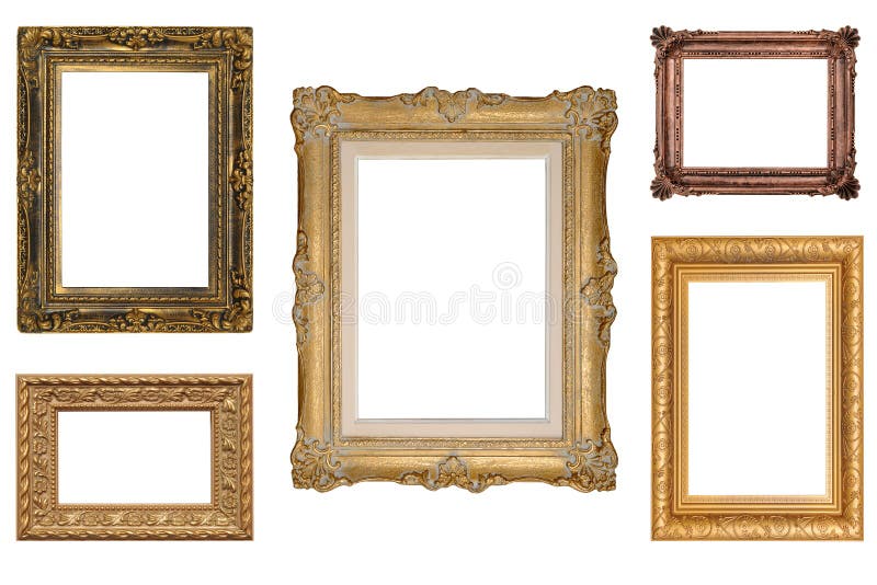 Collection of vintage picture frames, isolated on white. Collection of vintage picture frames, isolated on white