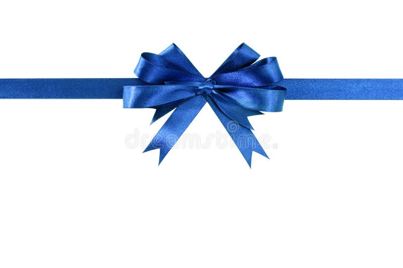 Cinta azul del regalo del arco derecho horizontal foto de archivo libre de regalías Cinta azul del regalo del arco derecho horizontal foto de archivo libre de regalías