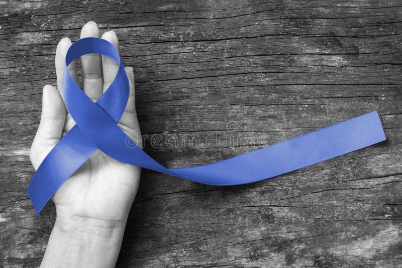 Cinta azul oscura simbólica para el cáncer colorrectal colon y síndrome de distrés respiratorio agudo aumenta la conciencia en la