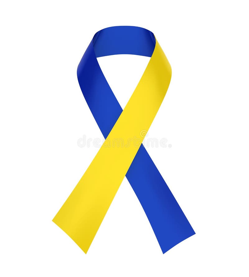 Cinta azul y amarilla Símbolo de la conciencia de Síndrome de Down