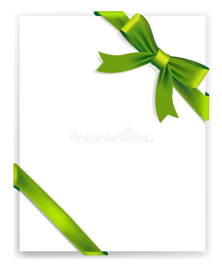 Greeting card or the certificate, green tape and bow. Vector illustration. Greeting card or the certificate, green tape and bow. Vector illustration.