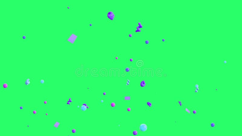 Cintas multicolores de animación cayendo sobre fondo verde. ilustración del vector