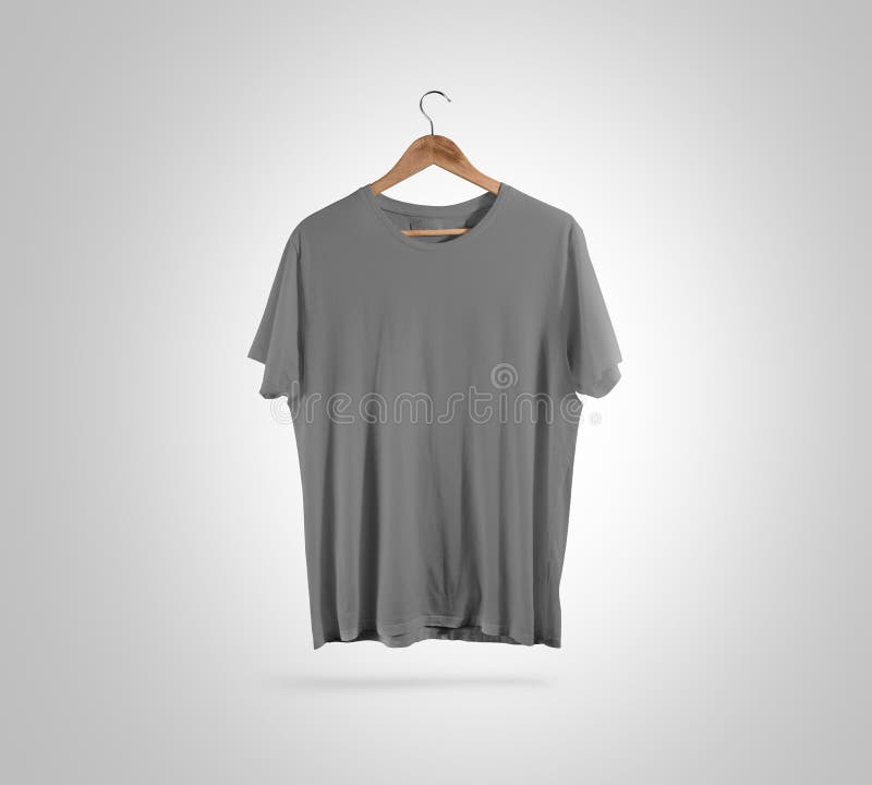 Cintre gris vide d'avant de T-shirt, maquette de conception, chemin de coupure photo stock Cintre gris vide d'avant de T-shirt, maquette de conception, chemin de coupure photo stock