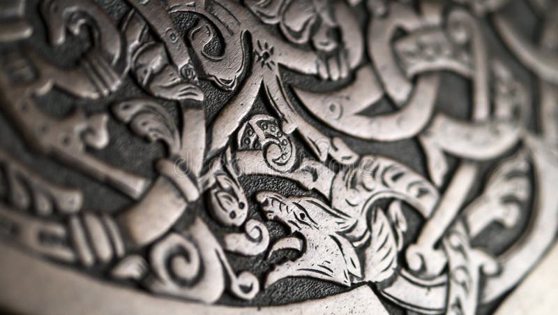 Escultura em madeira Viking imagens de stock royalty free