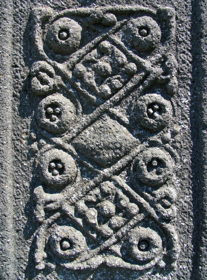 Celtic carvings on an ancient monument at Iona Abbey. Celtic carvings on an ancient monument at Iona Abbey