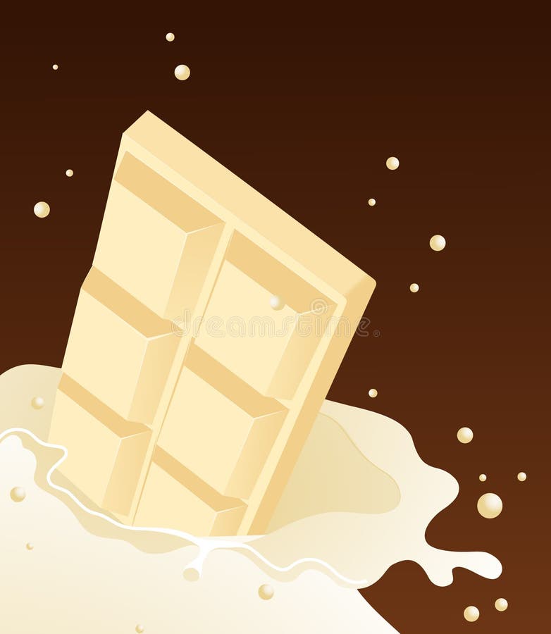 White chocolate falling in milk, illustration, AI file included. White chocolate falling in milk, illustration, AI file included