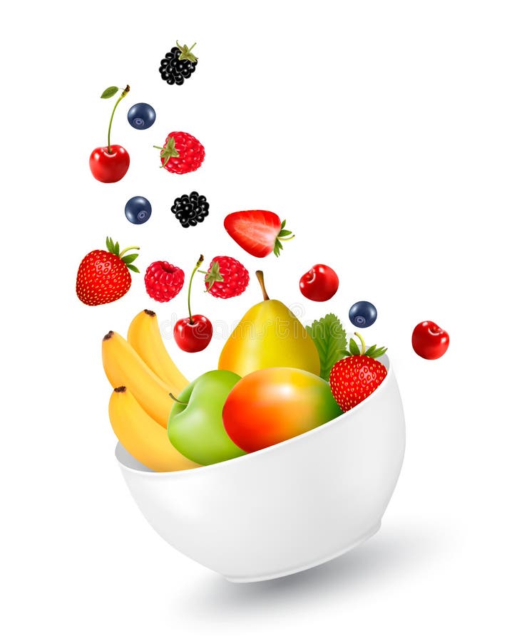 Ciotola di frutta sana Concetto della dieta illustrazione di stock Ciotola di frutta sana Concetto della dieta illustrazione di stock