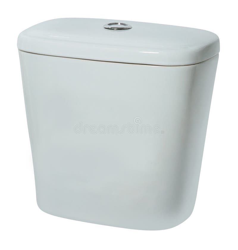 Ciotola di sciacquone del carro armato a livello dell'acqua Isolato su bianco fotografia stock libera da diritti Ciotola di sciacquone del carro armato a livello dell'acqua Isolato su bianco fotografia stock libera da diritti