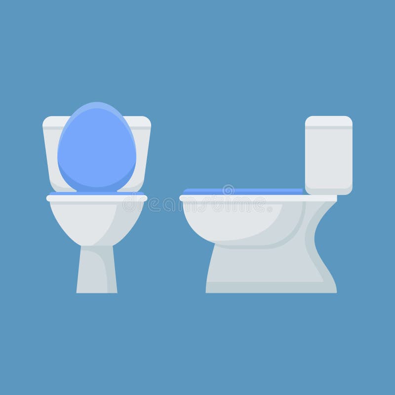 Ciotola di toilette isolata su fondo blu Vista laterale fronta e Illustrazione di vettore royalty illustrazione gratis Ciotola di toilette isolata su fondo blu Vista laterale fronta e Illustrazione di vettore royalty illustrazione gratis