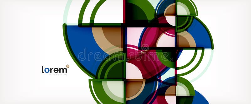 Circle Abstract Background, Bright Colorful Round Geometric Shapes