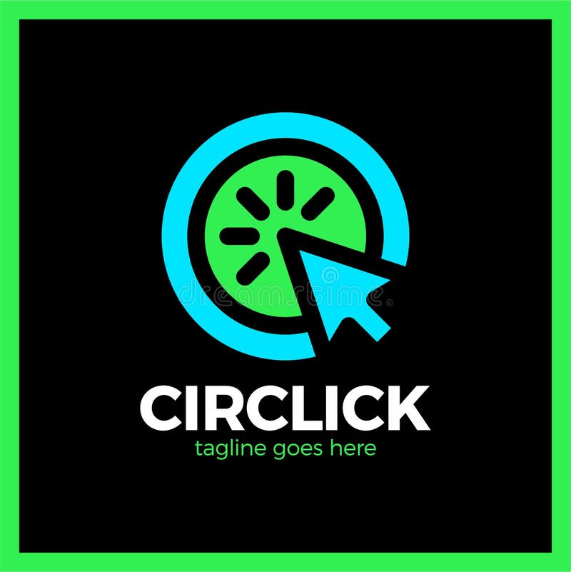Circle Arrow Click Icon. Line Mouse cursor Logotype royalty free illustration