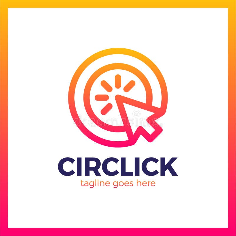 Circle Arrow Click Icon. Line Mouse cursor Logotype royalty free illustration