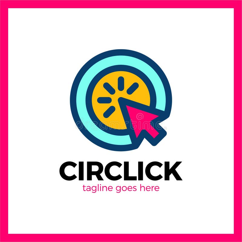 Circle Arrow Click Icon. Line Mouse cursor Logotype royalty free illustration