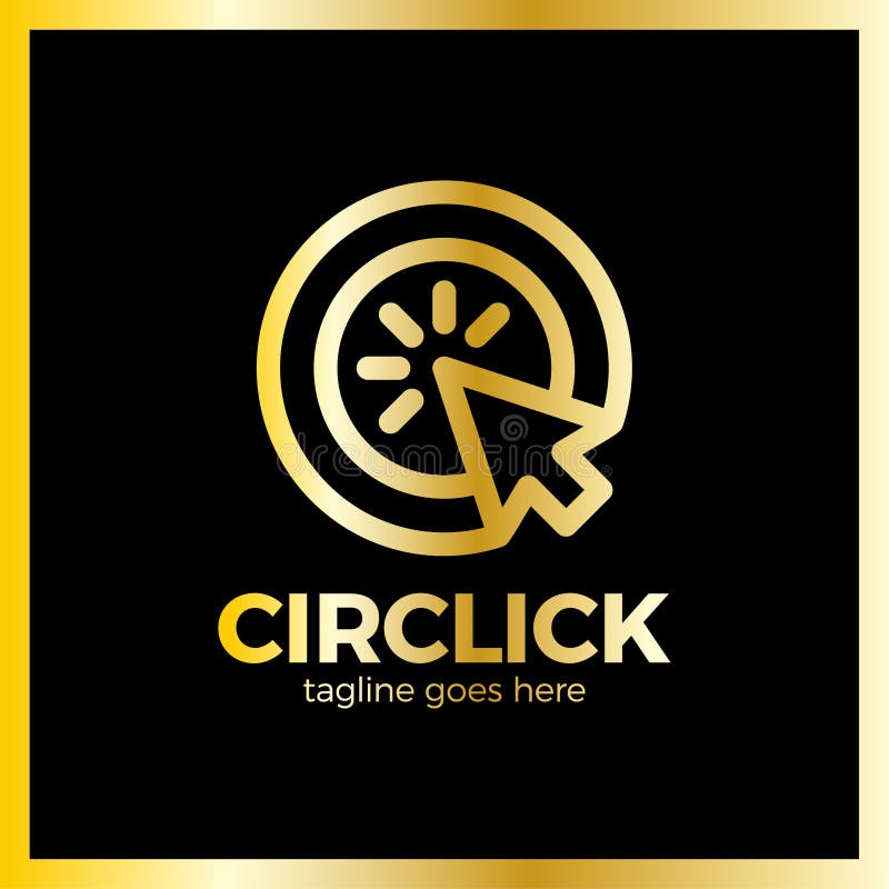 Circle Arrow Click Icon. Line Mouse cursor Logotype stock illustration