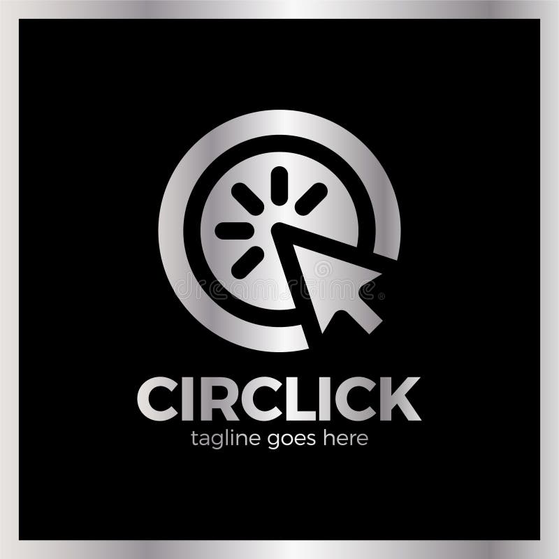 Circle Arrow Click Icon. Line Mouse cursor Logotype vector illustration